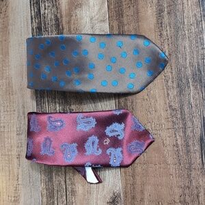 Christian Dior & Givenchy Tie lot of 2 Silk Blend Paisley and Polkadot
